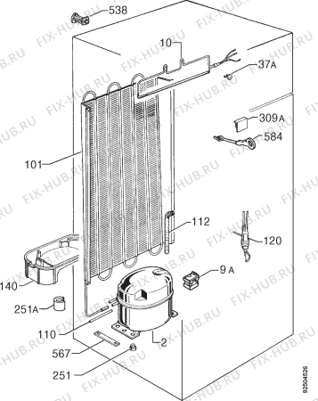 Взрыв-схема холодильника Zanussi ZFC19/4D - Схема узла Cooling system 017